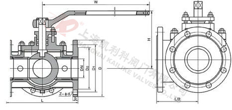 Q44F/Q45F不銹鋼三通球閥結(jié)構(gòu)圖