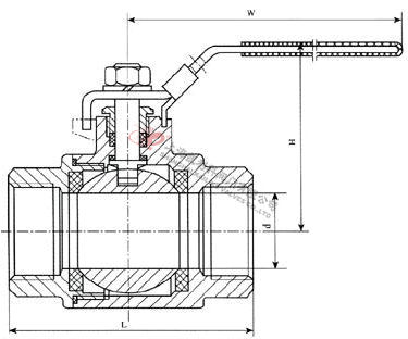 二片式手動(dòng)螺紋球閥結(jié)構(gòu)圖