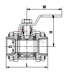 三片式手動(dòng)螺紋球閥結(jié)構(gòu)圖