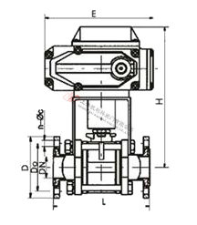 GUD型電動高真空球閥活套法蘭連接結構圖