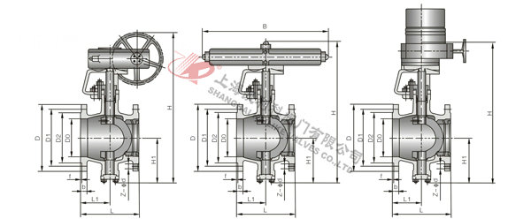 PQ340H/Y/F偏心半球閥外形結構圖