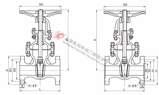 Z41H法蘭閘閥外形結(jié)構(gòu)圖