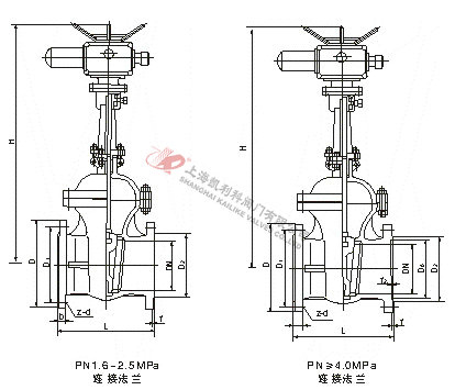 Z941H電動閘閥外形結構圖