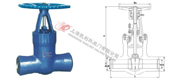 Z61H高溫高壓焊接閘閥(手動)外形結構圖