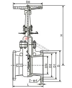 NK44H法蘭式真空閘閥外形結(jié)構(gòu)圖