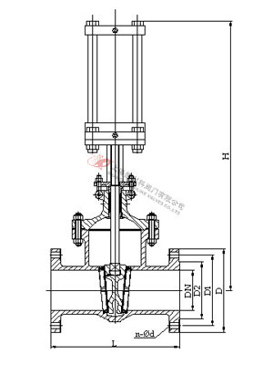 Z641H氣動閘閥外形結構圖