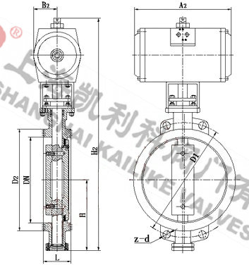 D673H氣動硬密封蝶閥外形結構圖