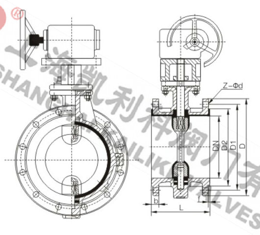 D341F46不銹鋼襯氟蝶閥外形結構圖
