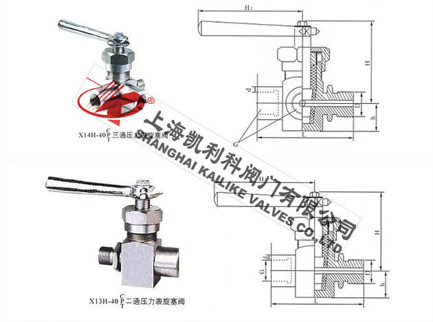 X14H壓力表旋塞閥外形結構圖